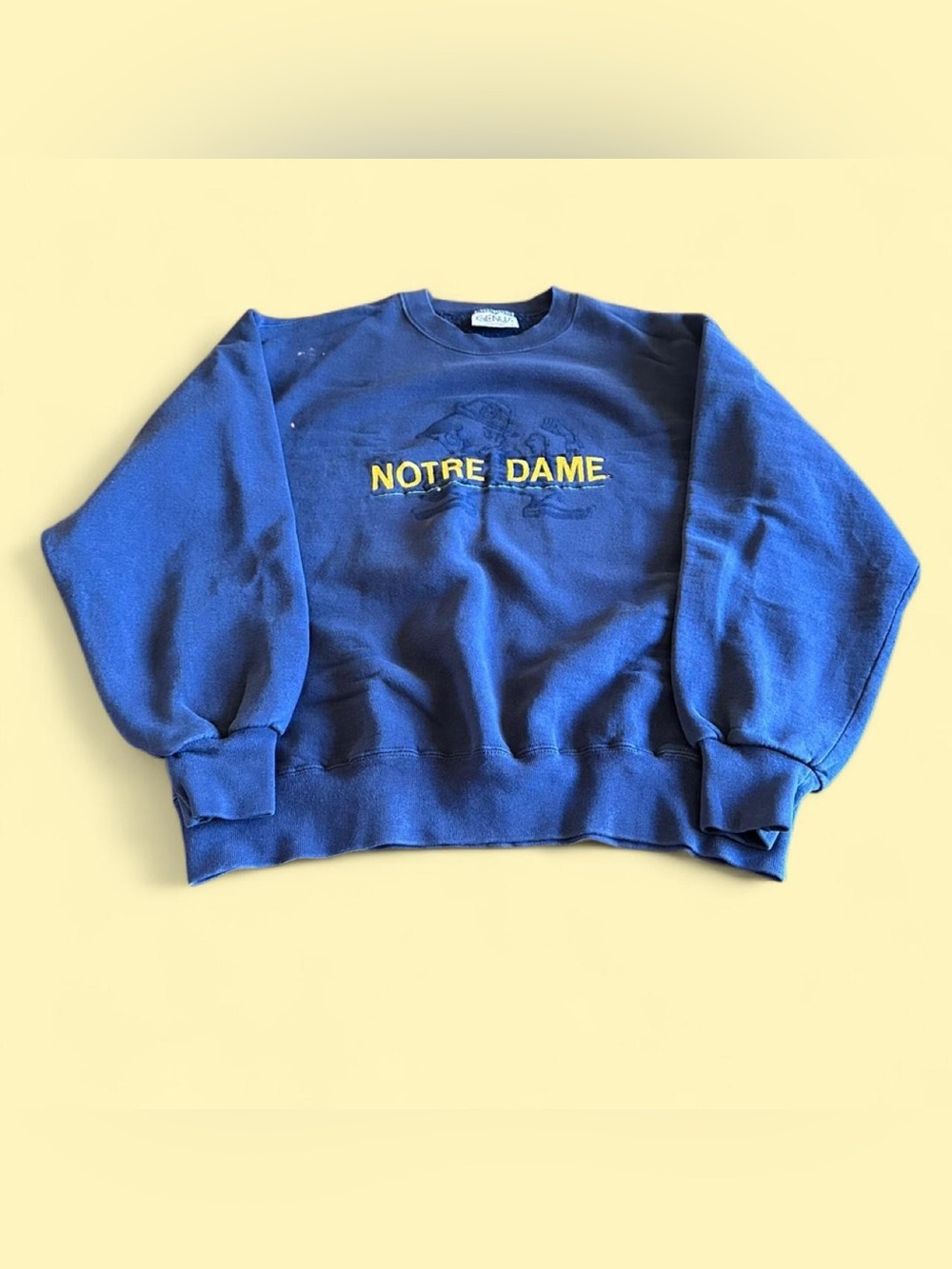 Vintage Notre Dame Navy Blue Sweatshirt Men’s L Heavyweight Embroidered